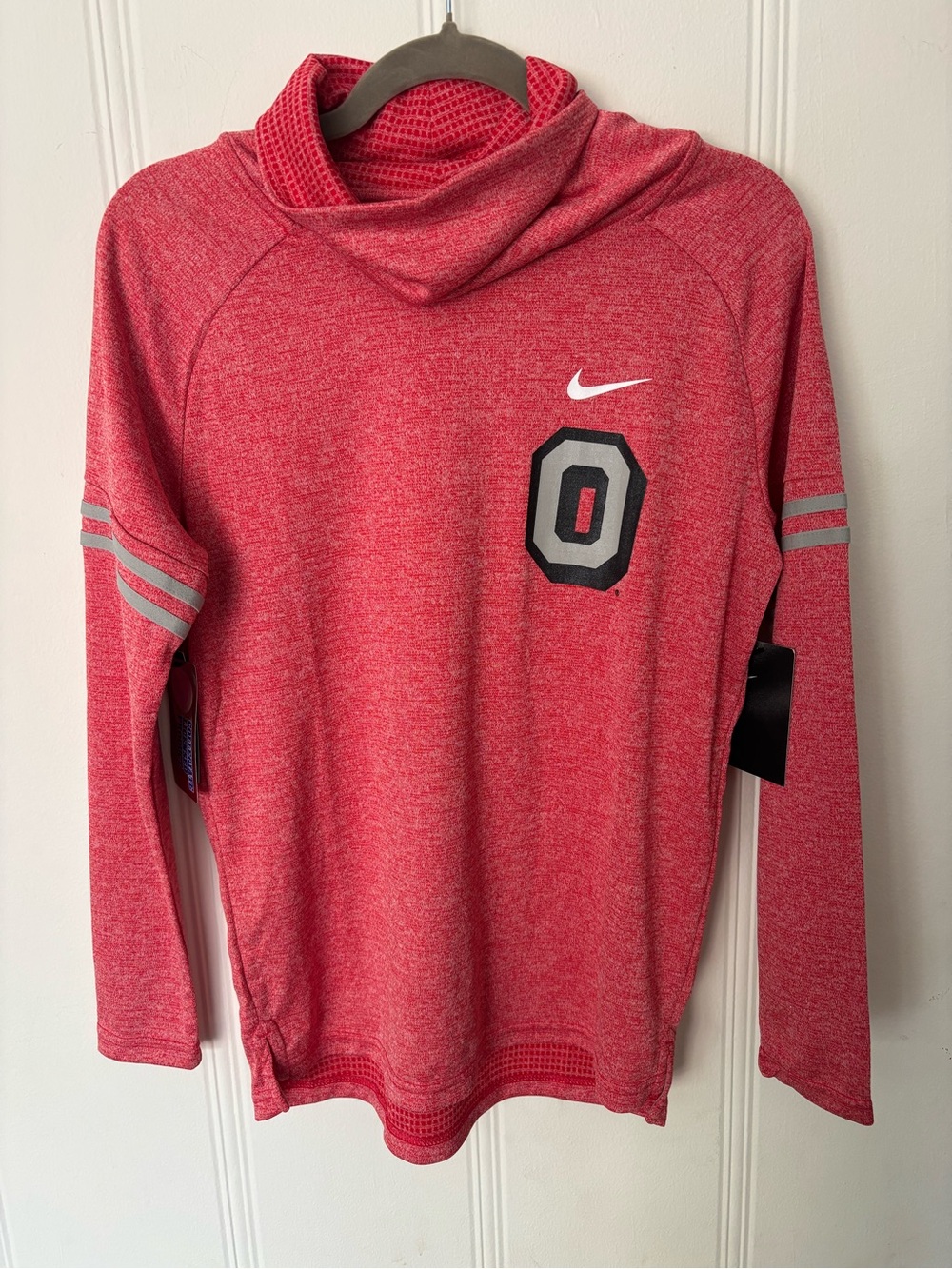 Nike Red Heather Performance wide cow neck with Ohio State 'O' Patch